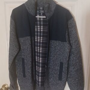Izod Womens Sm Navy and Charcoal Zip-Up Sweater